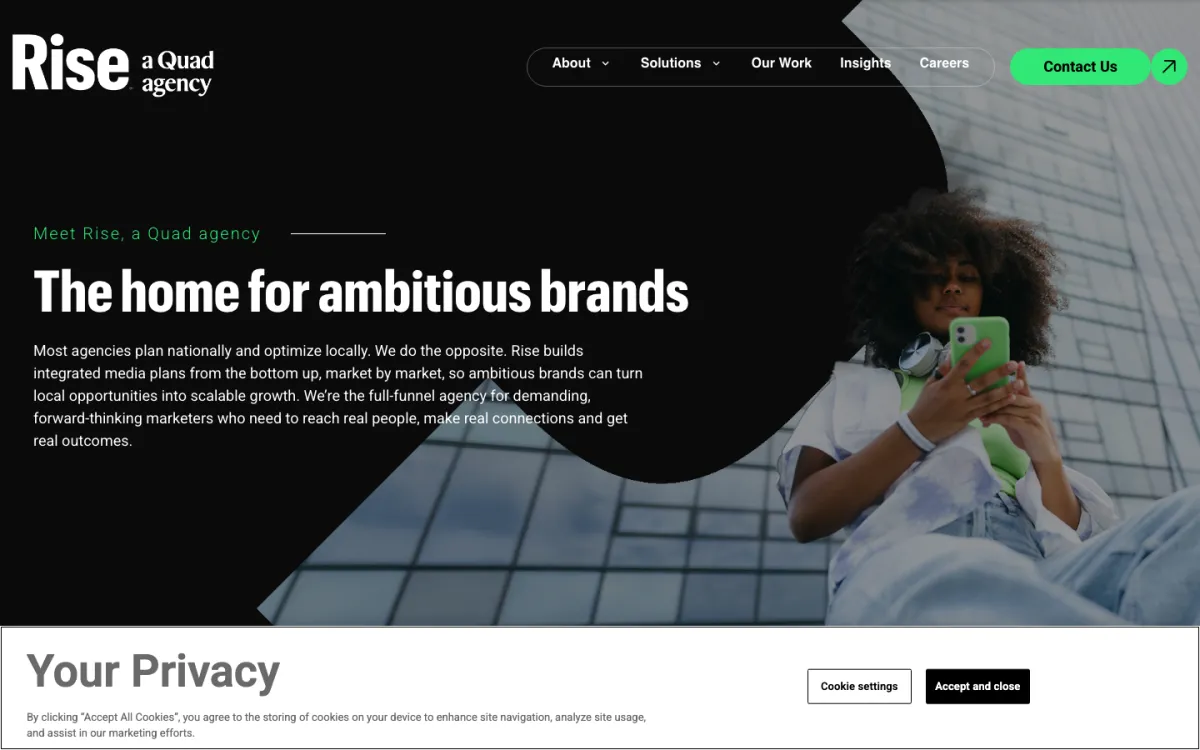 Rise homepage, captured September 28, 2026