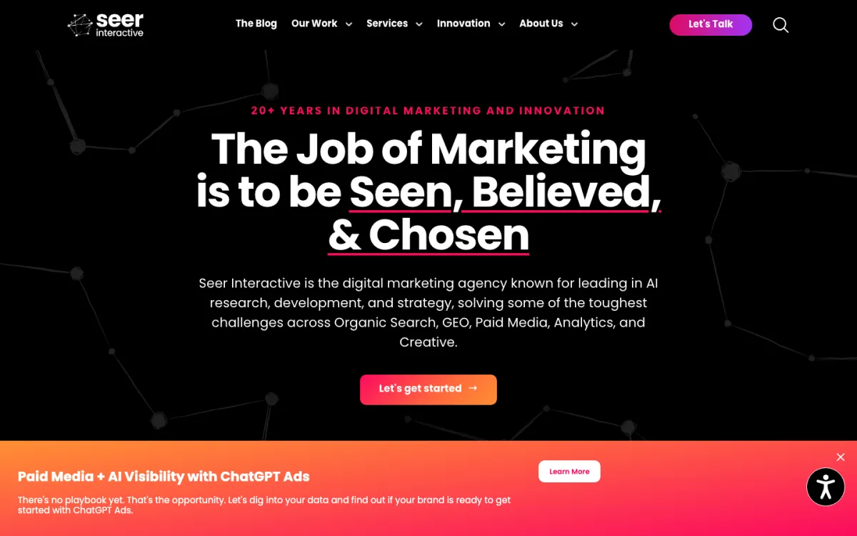 Seer Interactive homepage, captured September 28, 2026