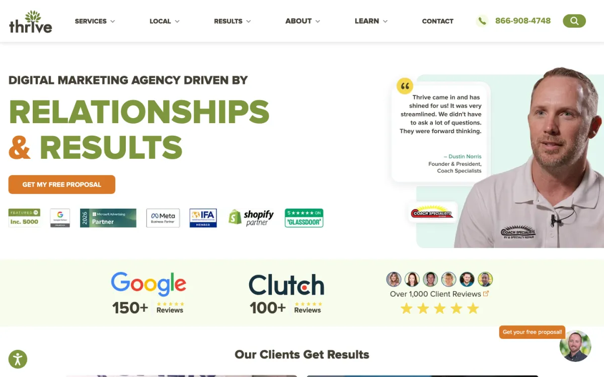 Thrive Internet Marketing Agency homepage, captured September 28, 2026